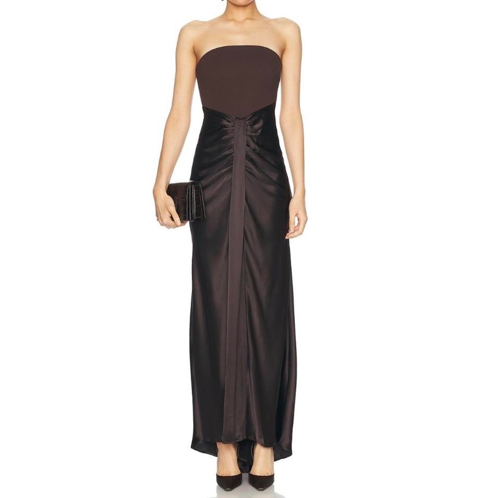 STAUD Strapless Dark Brown Dress